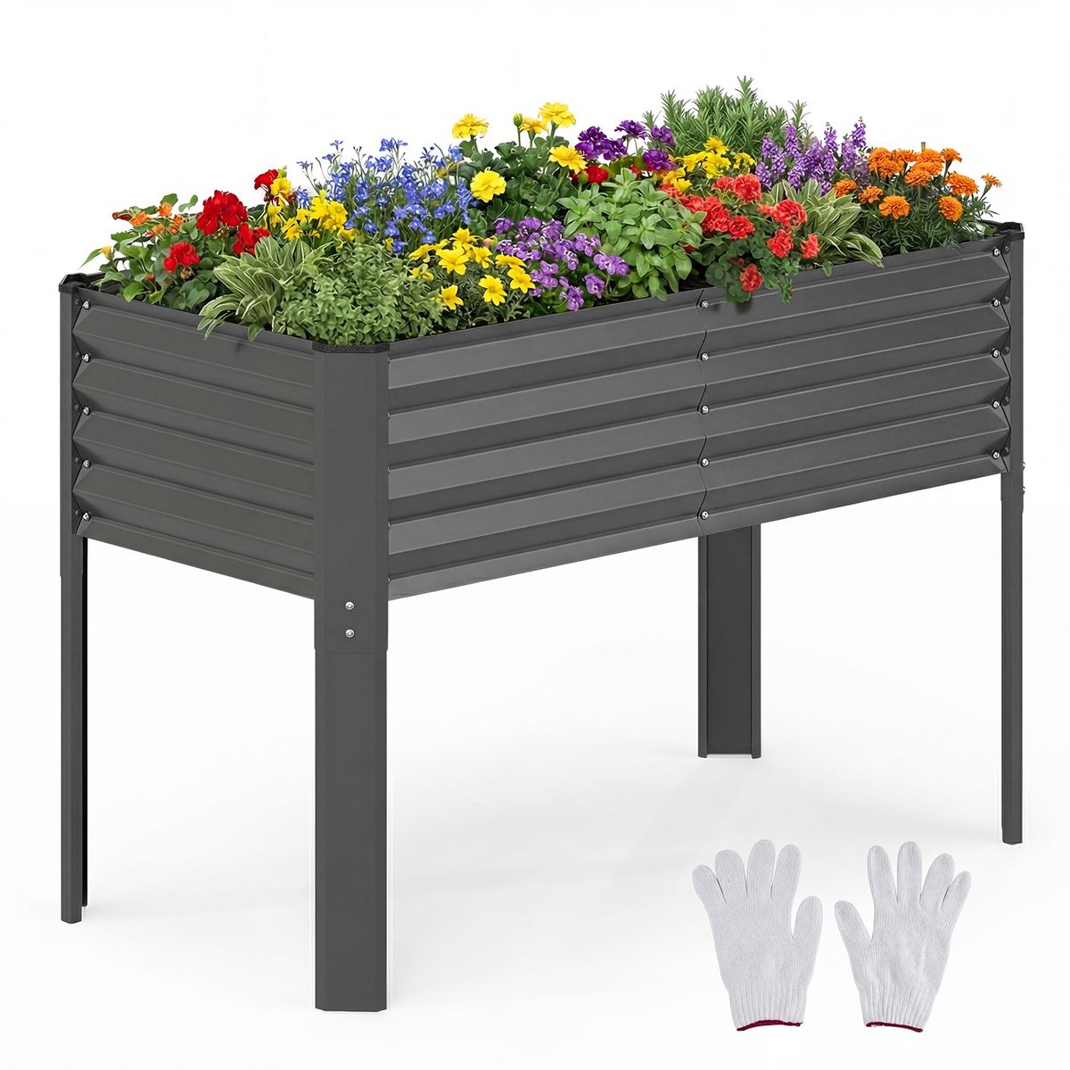 Galvanized Steel Raised Garden Bed (1- or 2-Pack) - Gray-1