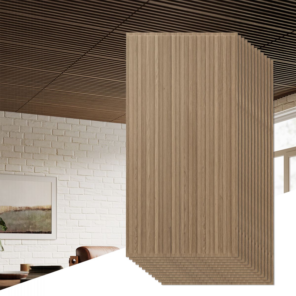 Interior PVC Slat Wall Panels (12 or 24-Pack) - Walnut-12-Pack