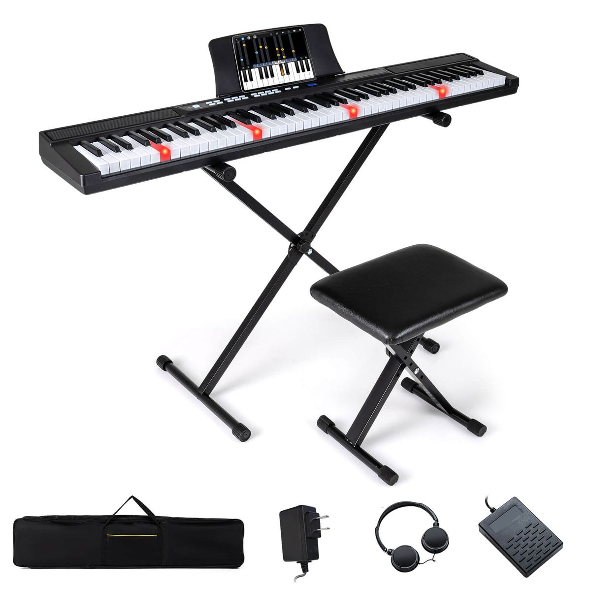 88-Key Electric Piano Keyboard - Black