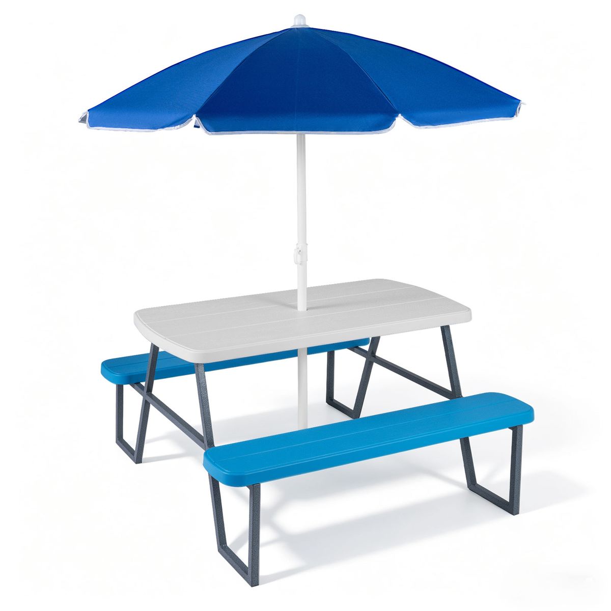 Kids' Picnic Table with Benches - Umbrella-Blue