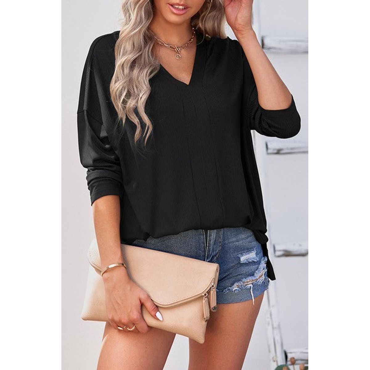 Banded Bliss V-Top - Black / Small (2-4)