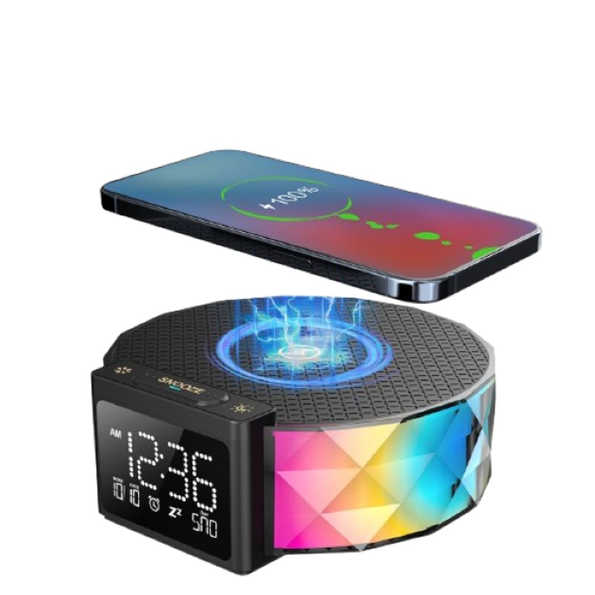 Ethos Thunder Charge Digital Display Wireless Charging Clock - Ethos Thunder Charge - Black