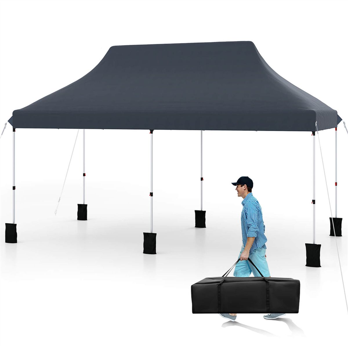 10 x 20-foot Pop-up Canopy with UPF50+ Sun Protection - Tent BK