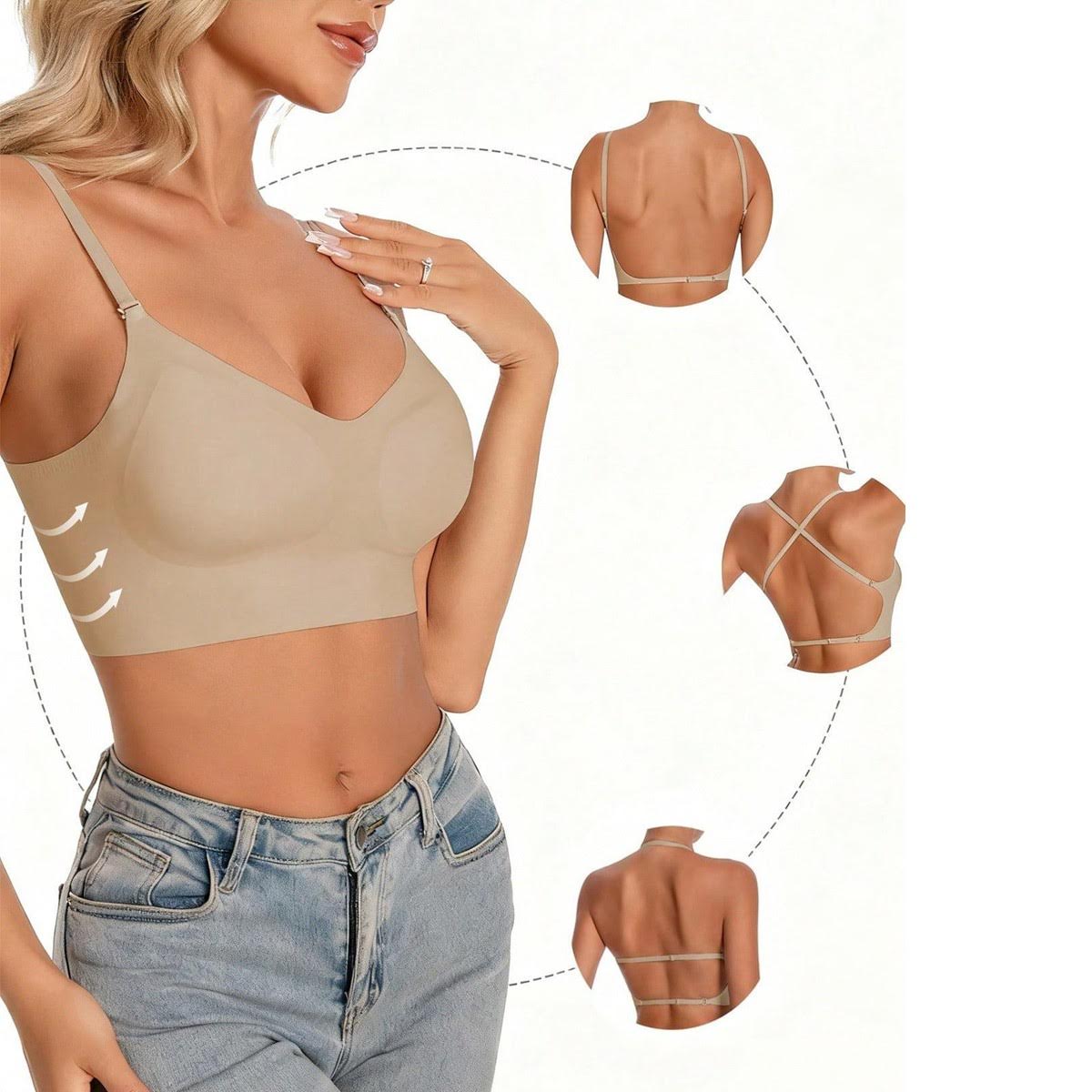 Women's Seamless Invisible Backless Bra - Coffee-M