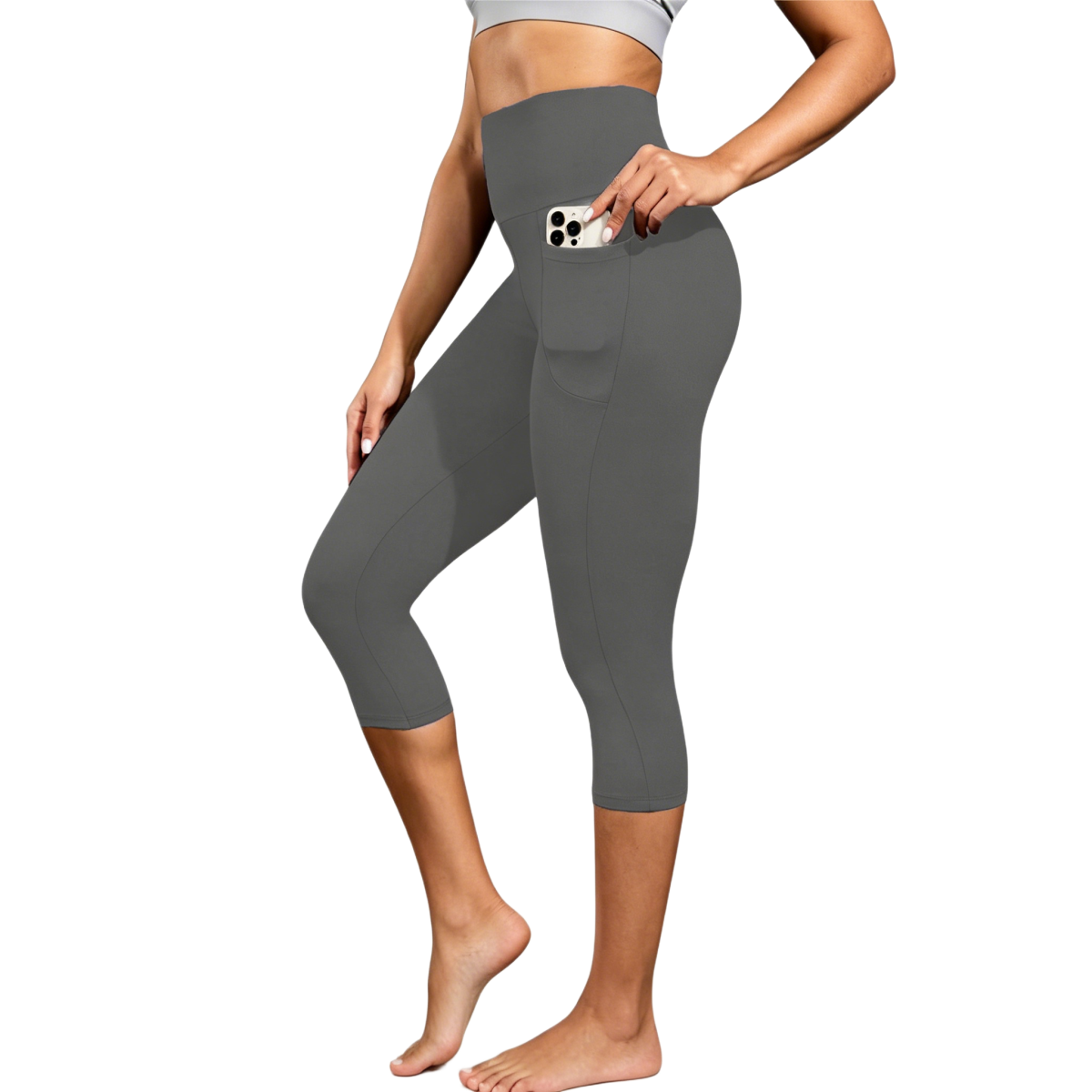 Women's High Waist Leggings (1- to 3-Pack) - Grey-M