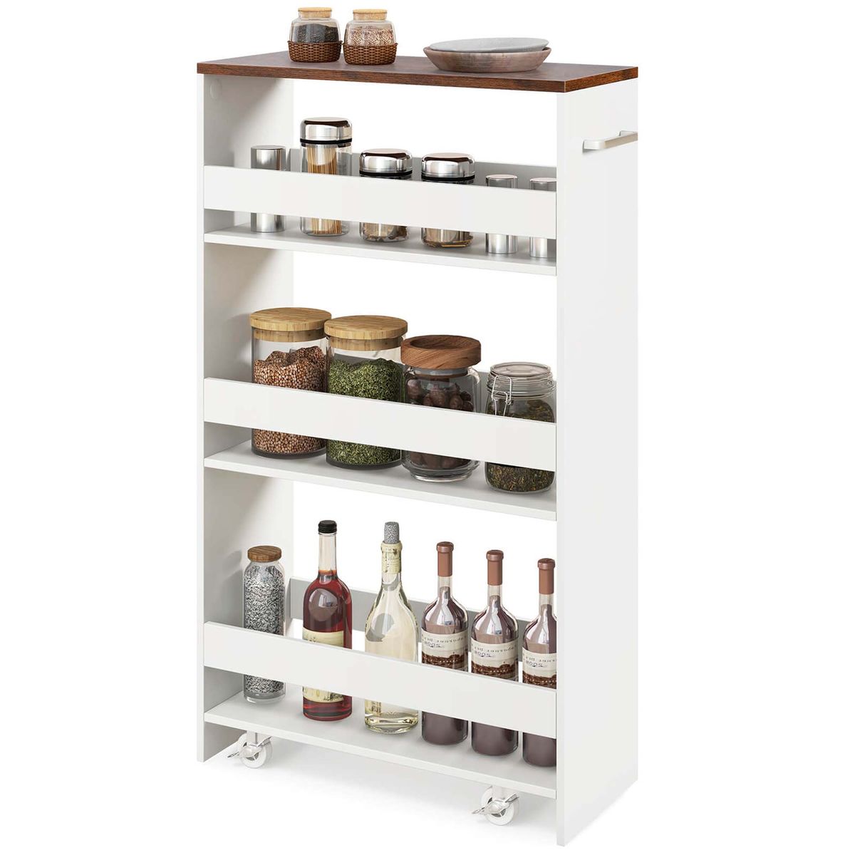 4-Tier Rolling Storage Cart  - Brown