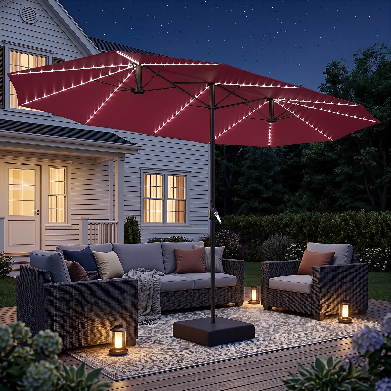 Double-Sided Solar Patio Umbrella - 19055RD_UG01
