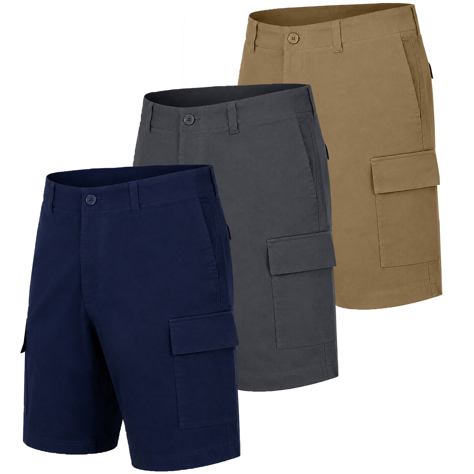 Men&rsquo;s Super Stretch Cargo Shorts (3-Pack) - MSSCS-200 - NV-KK-GY - 42