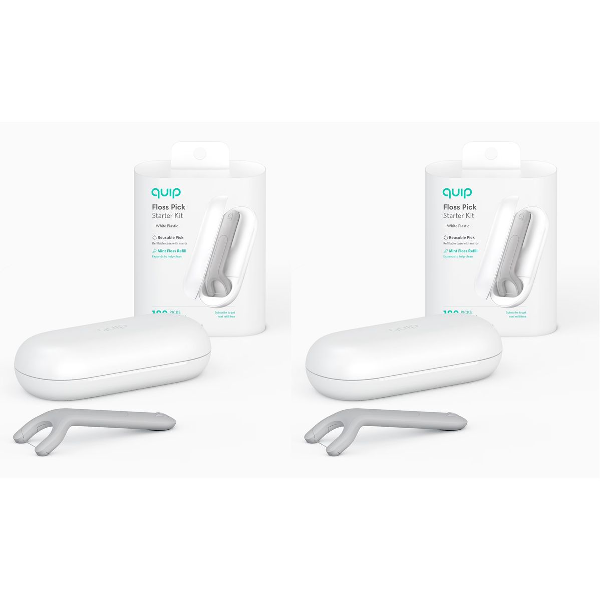 Quip Floss Pick Starter Kit (2-Pack) - White