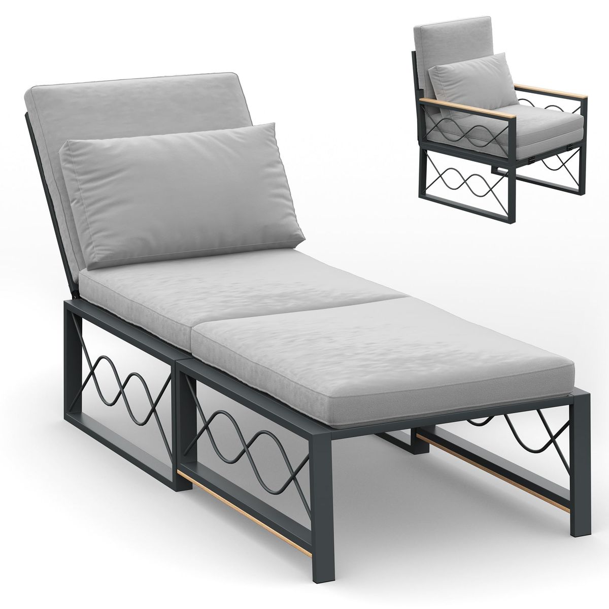 2-In-1 Convertible Lounge Chair - 16346GR_UG01