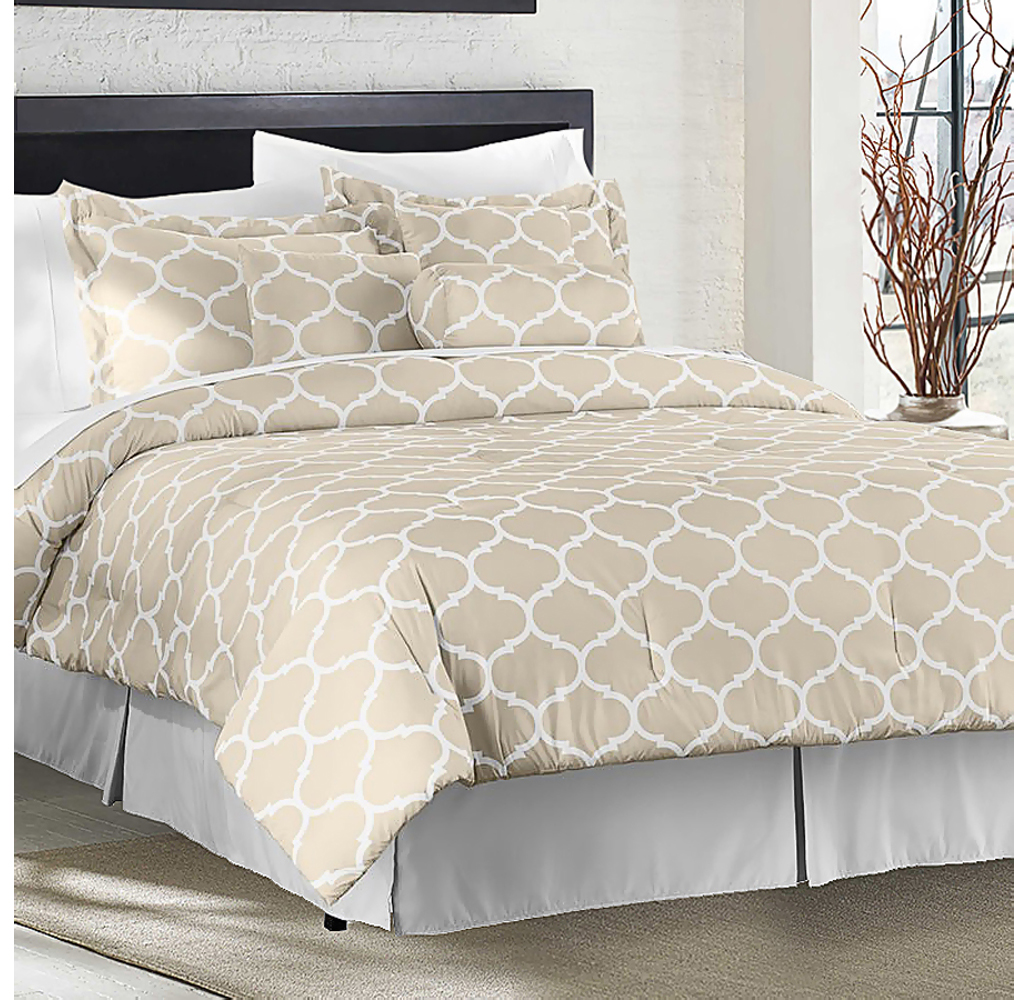 Trellis 7-piece Comforter Set - Queen - Taupe