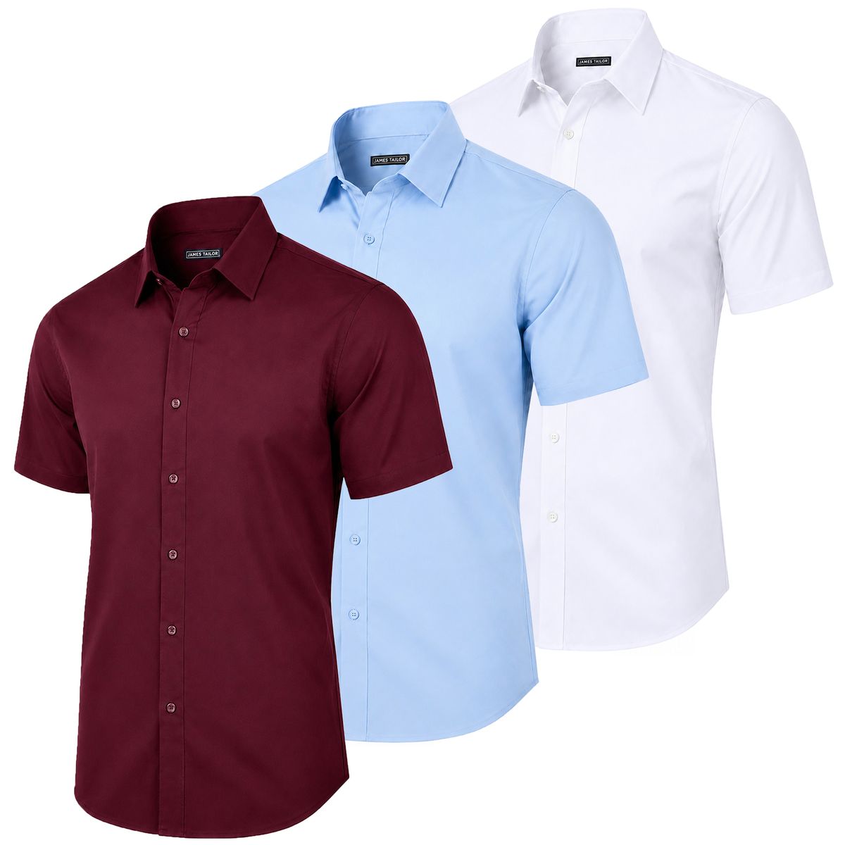 Men's Short Sleeve Slim-Fit Dress Shirt (3-Pack) - JMMS-250-BG-LB-WH - 2XL