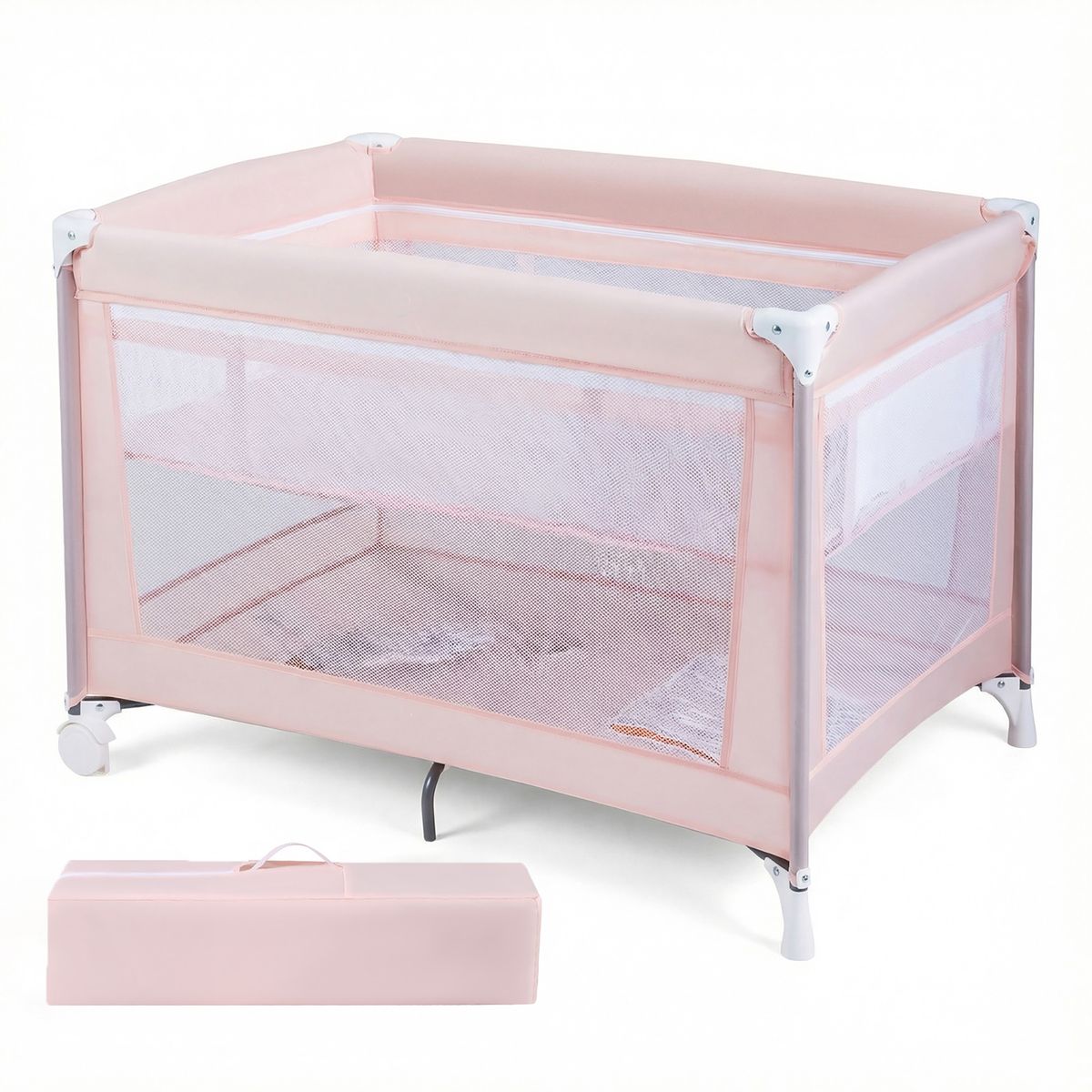 Babyjoy Portable Baby Play Yard - Play Yard-Pink