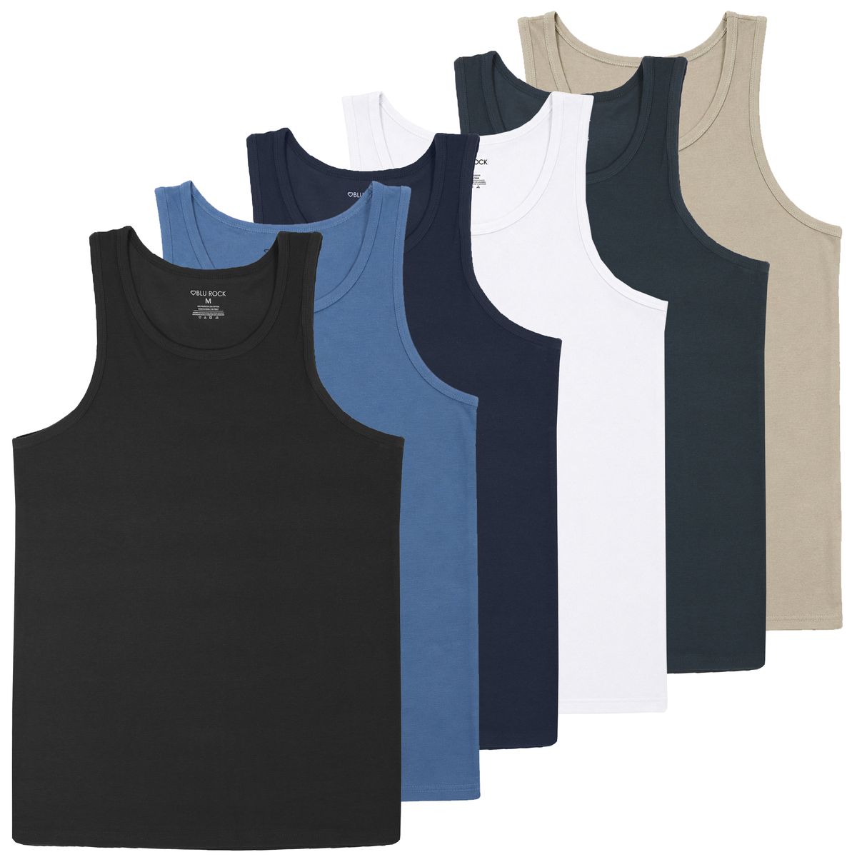 Men's Micro Waffle Knit Heavyweight Tank Top (6-Pack) - MMTT-703-BK-DG-NV-SBL-SD-WH / S