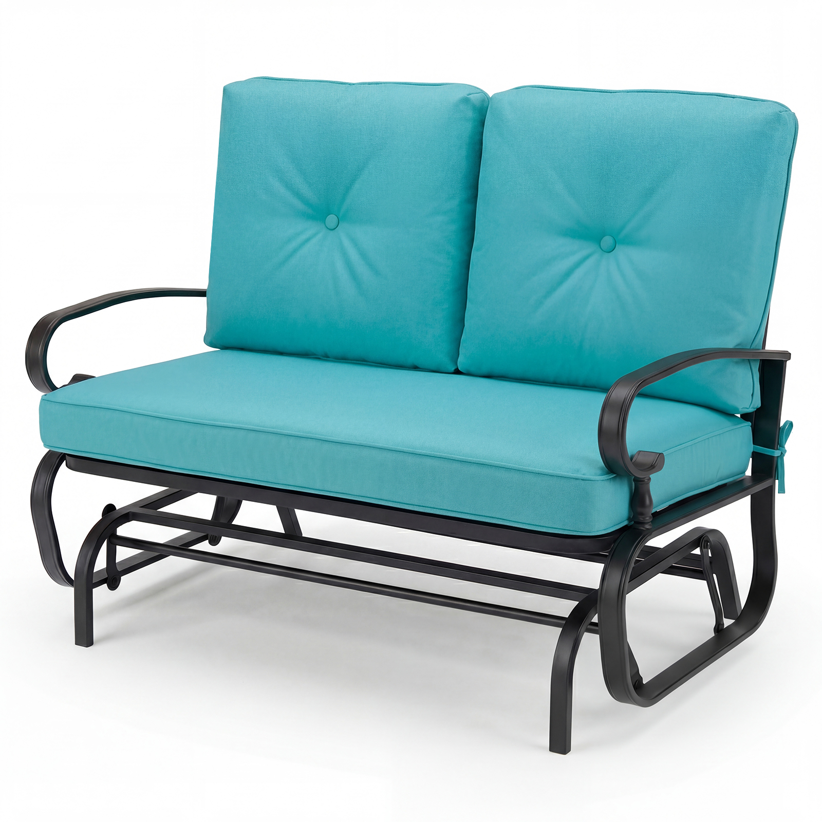 Outdoor Patio Cushioned Rocking Bench Loveseat - Turquosie