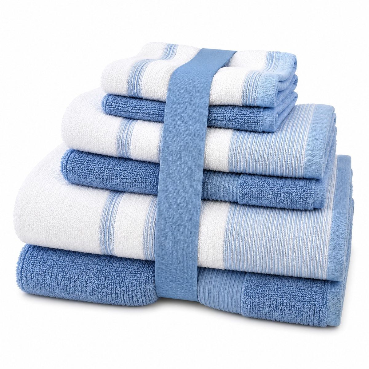 2-Tone Towel Set (6 or 12 Pieces) - 2Tone 12Piece Towel Set- Blue