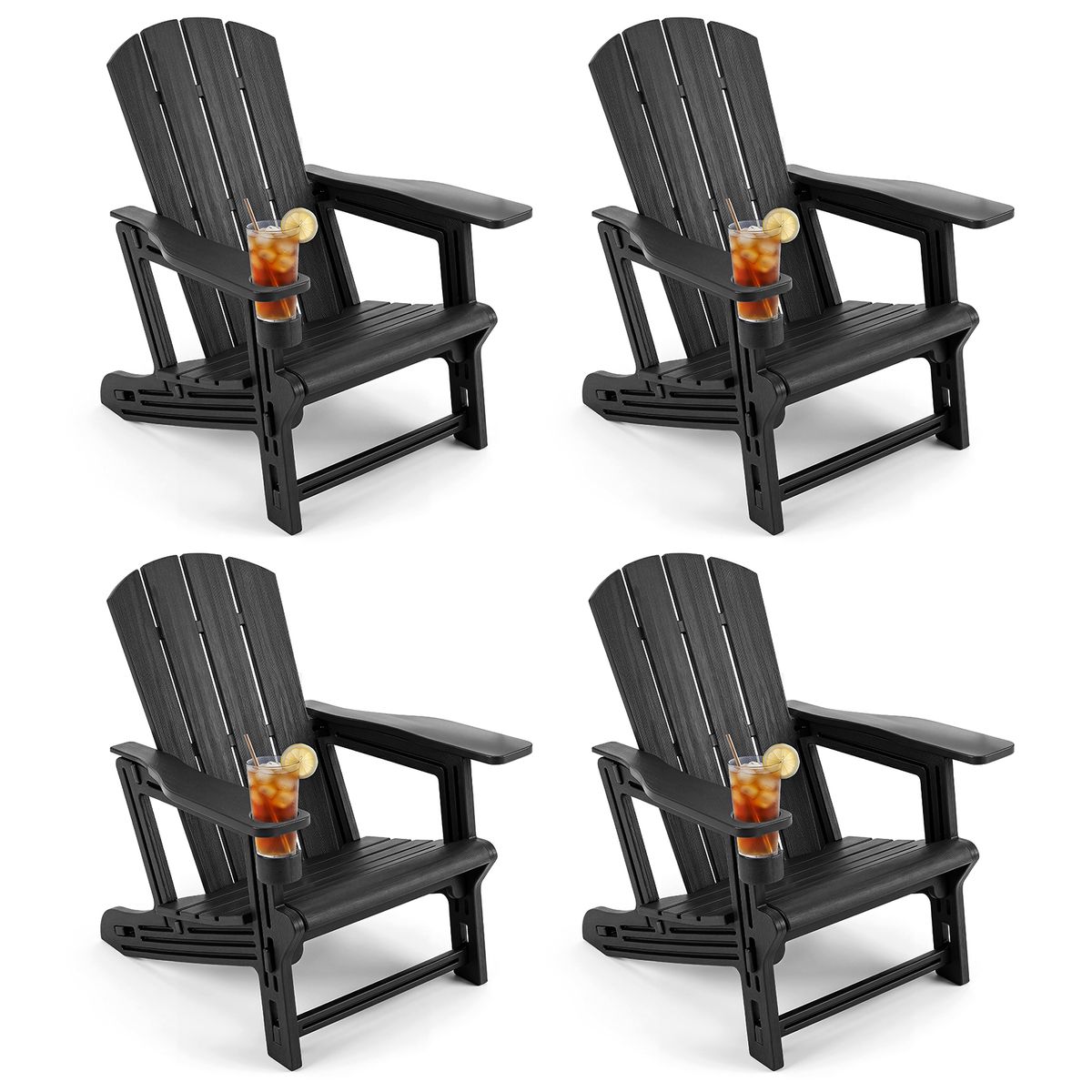 Wood Grain Adirondack Chairs(1- to 4-Pack) - Black-4