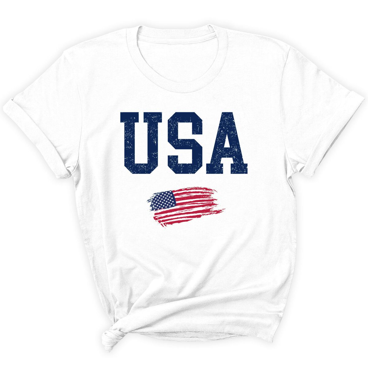 Women We Love USA T-Shirt - USA Grunge Flag - Navy / S