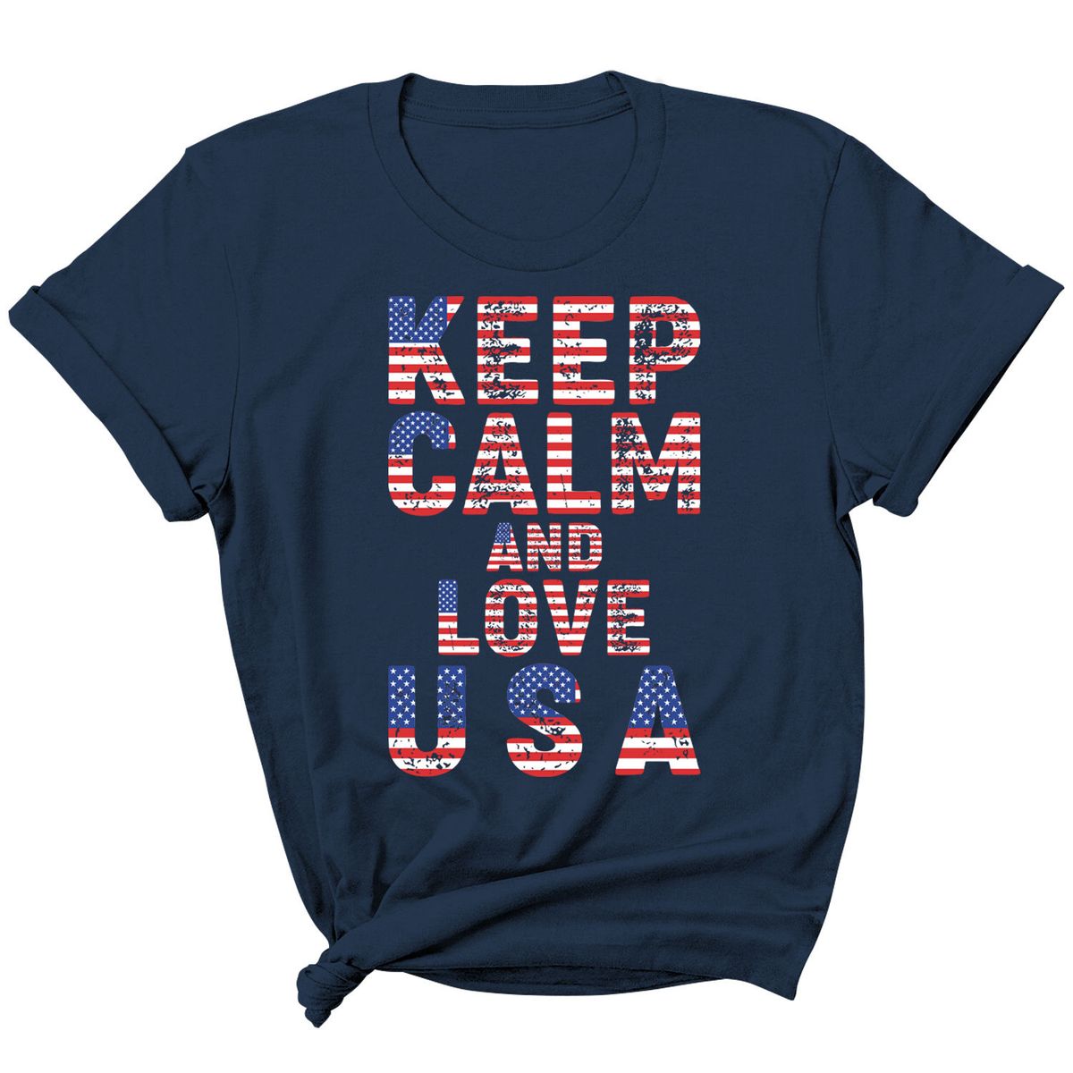 Women We Love USA T-Shirt - Keep Calm and Love USA - Navy / S