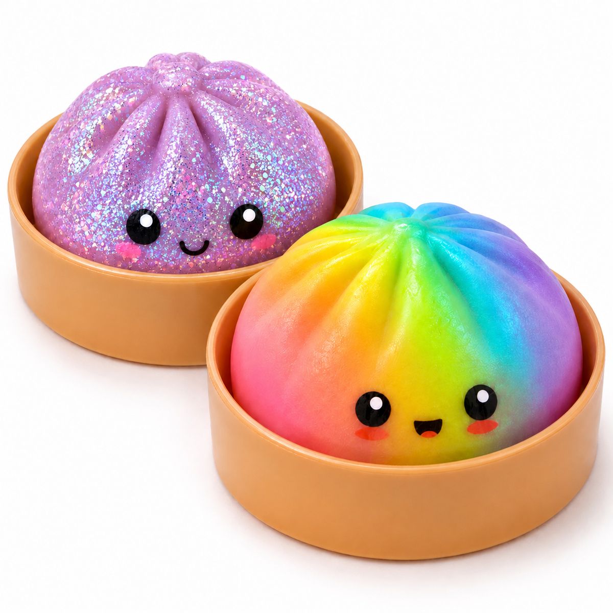 Mystery Slow Rising Squishy Fidget Toy (2-Pack) - Glitter + Rainbow Dumpling (Mystery)