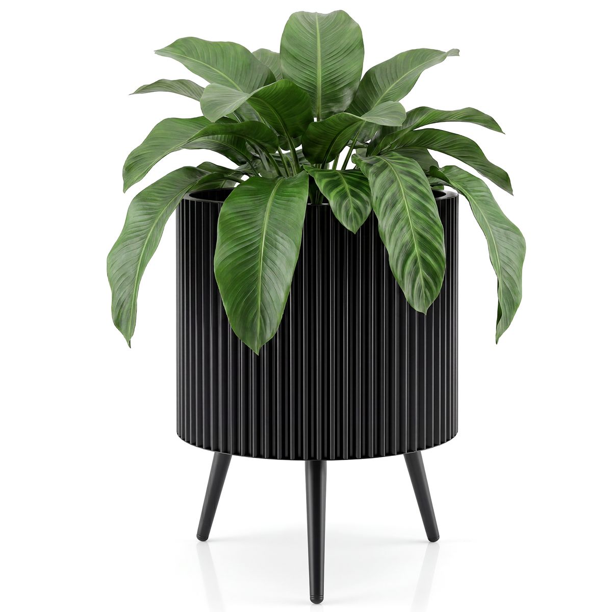 Fluted Metal Plant Pot with Stand (1- or 2-Pack) - 16 Inch-1
