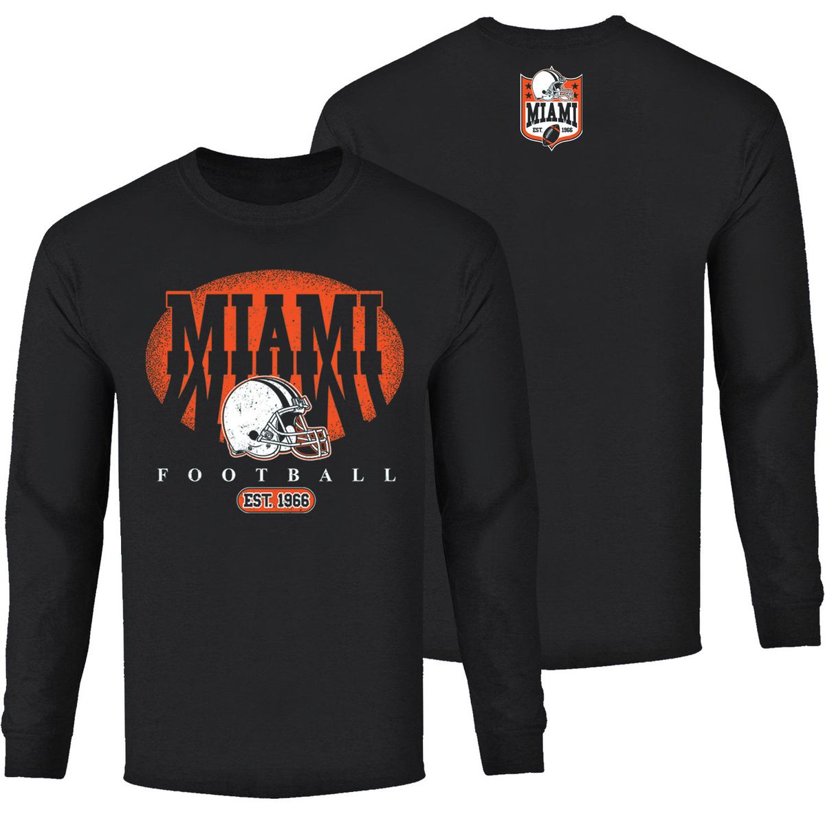 Men's Football Shadow Long Sleeve Shirt - Miami - Black / S