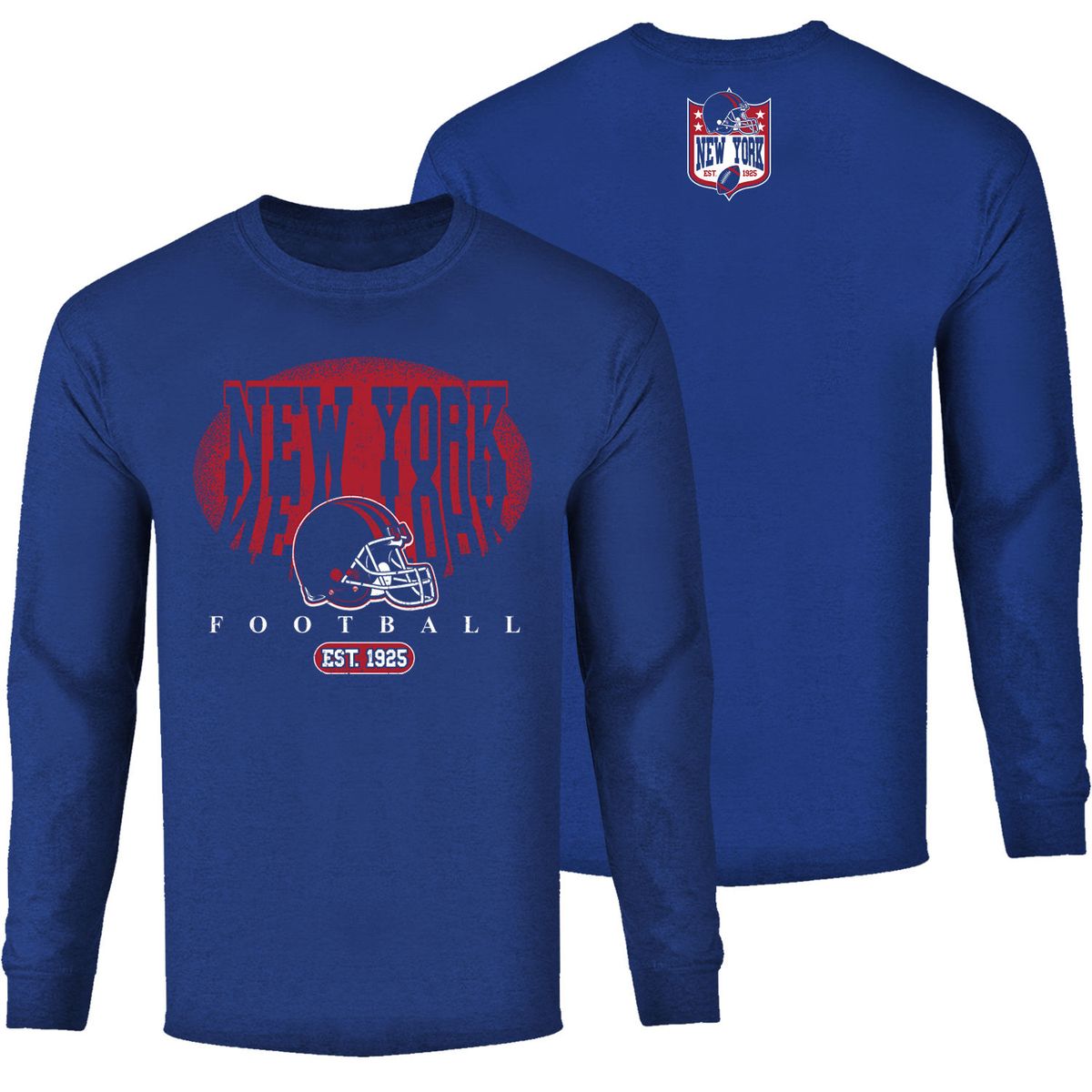 Men's Football Shadow Long Sleeve Shirt - New York - Royal / S