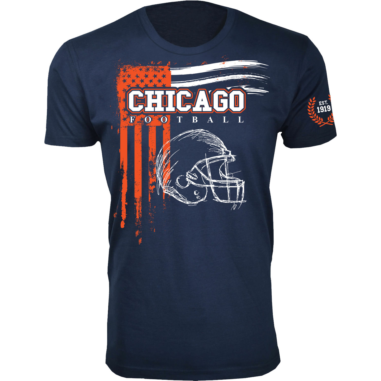 Men's Vintage USA Flag Football T-Shirt - Chicago - Navy / S