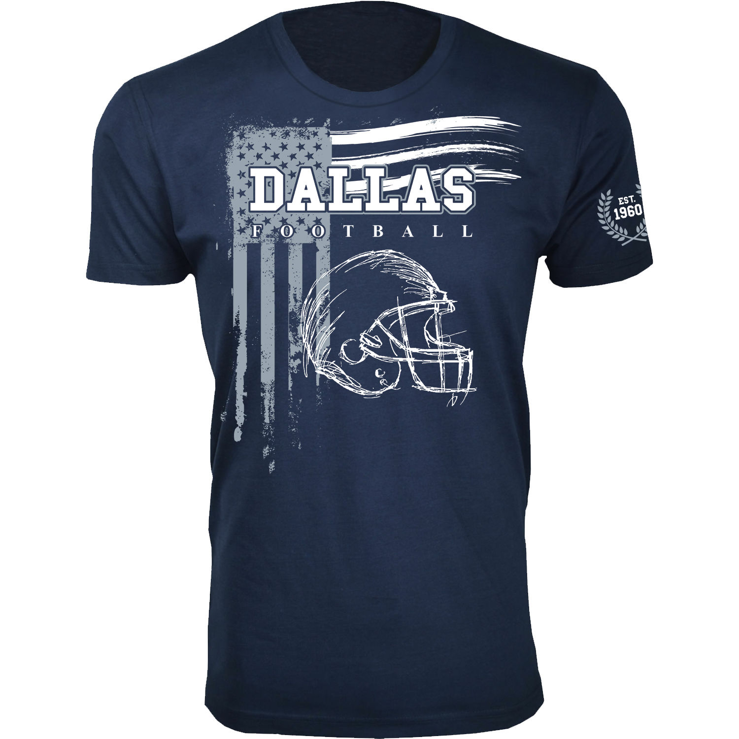 Men's Vintage USA Flag Football T-Shirt - Dallas - Navy / S