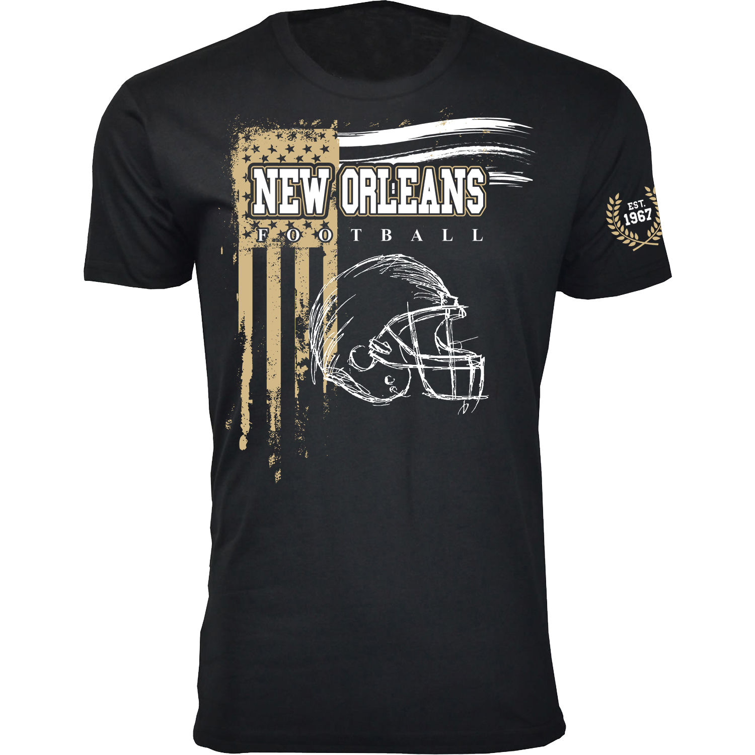 Men's Vintage USA Flag Football T-Shirt - New Orleans - Black / S