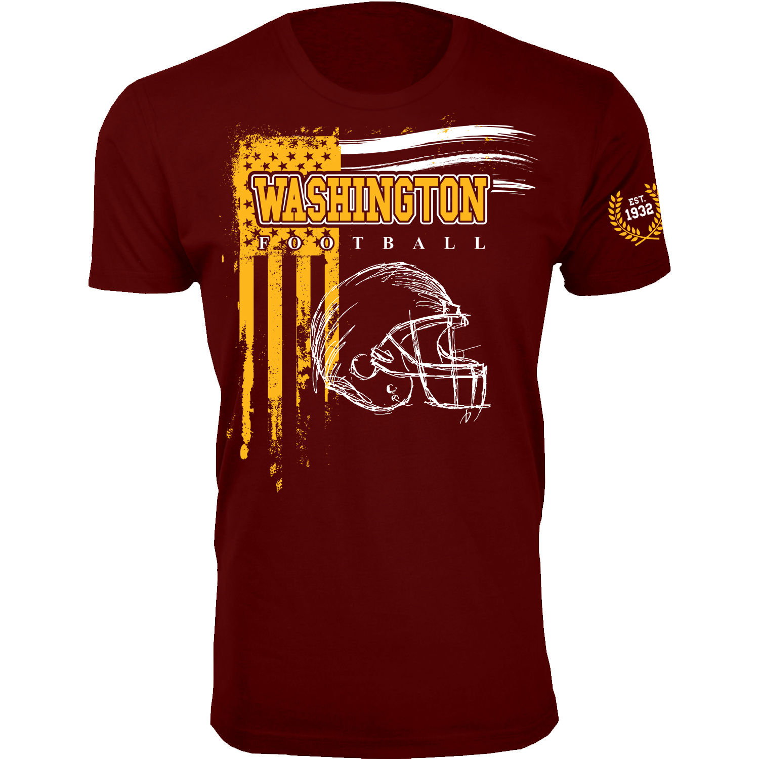 Men's Vintage USA Flag Football T-Shirt - Washington - Burgundy / S