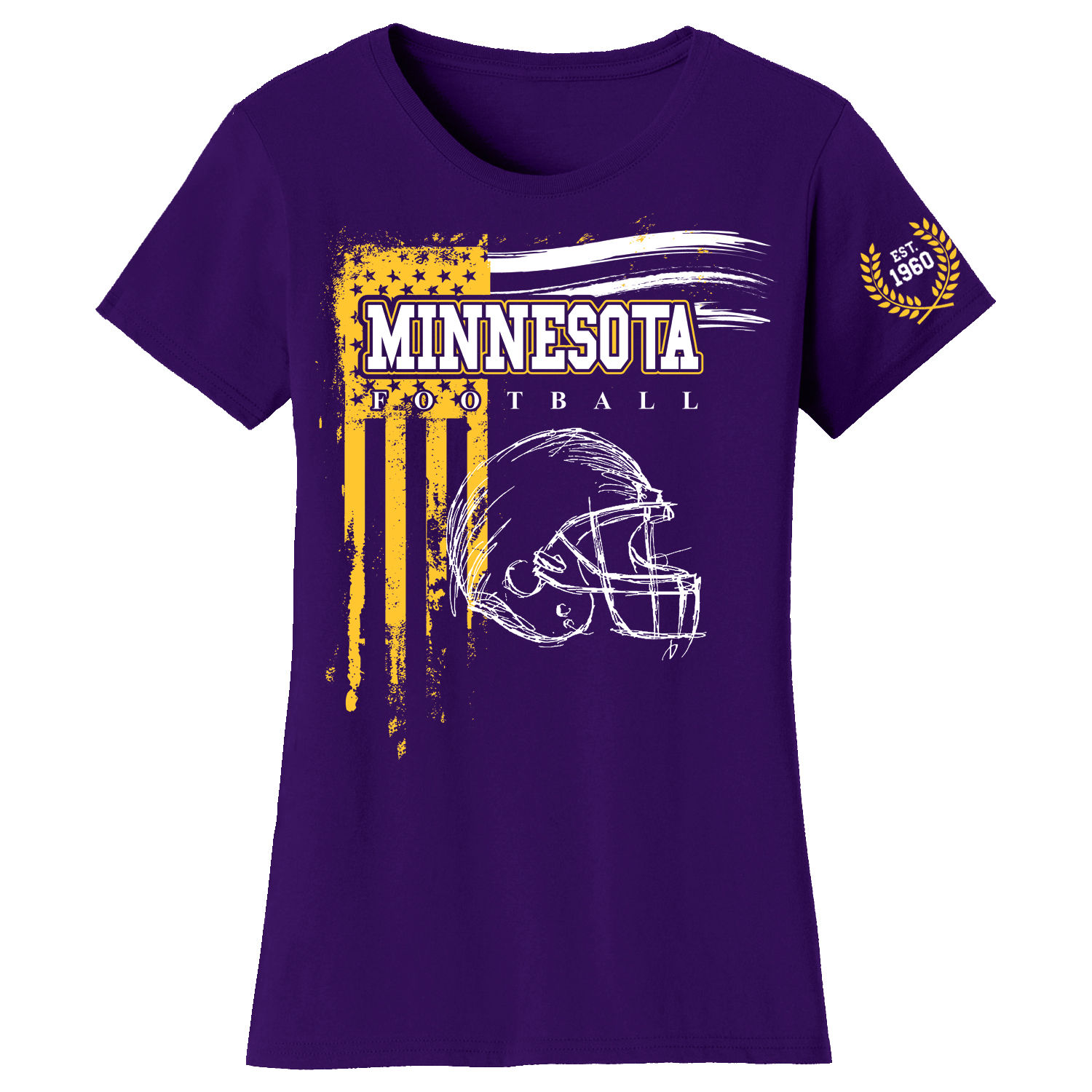 Women's Vintage USA Flag Football T-Shirt - Minnesota - Purple / S