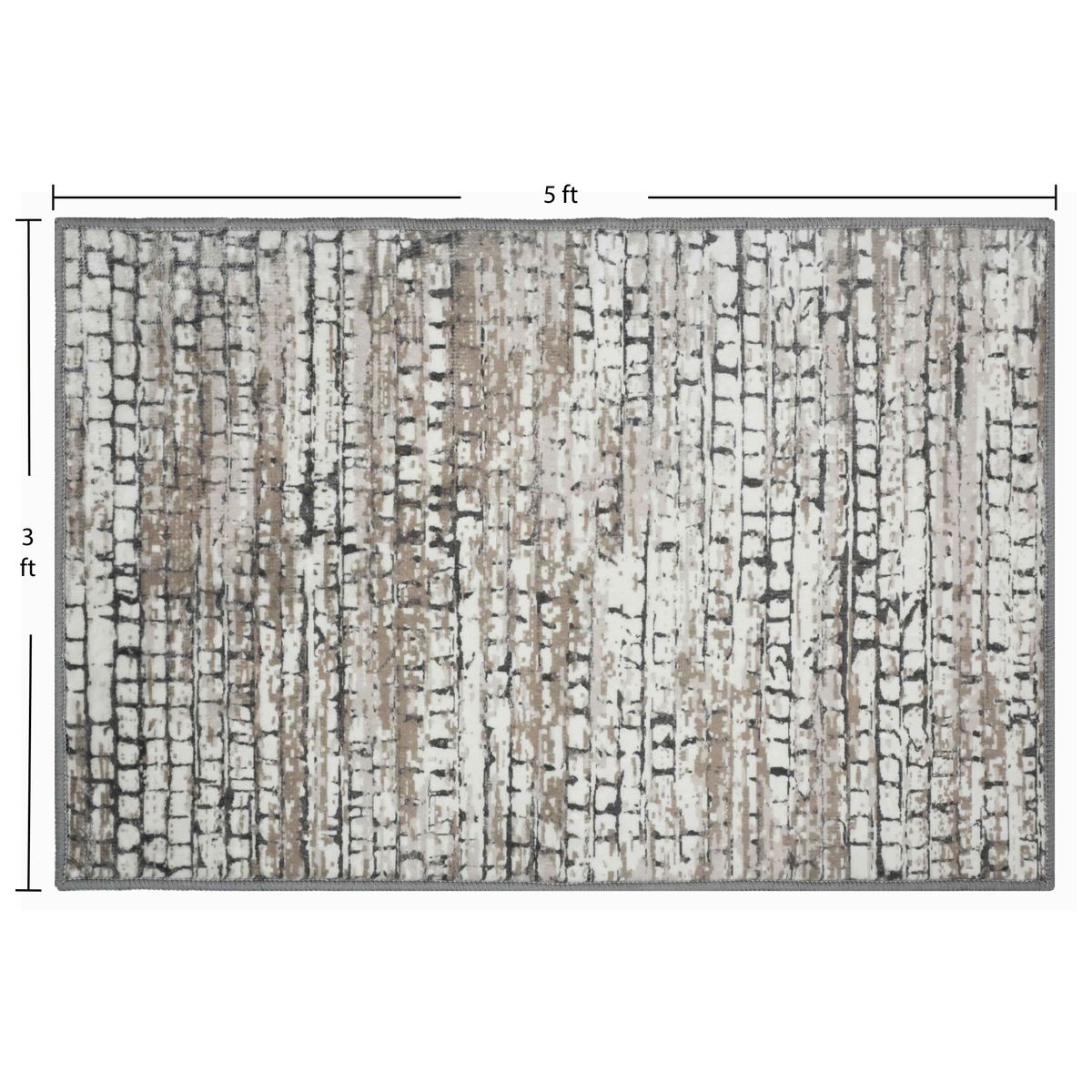 Bibb Home Washable Flannel Printed Area Rug with Latex Back - Urban Timber 3x5 ft