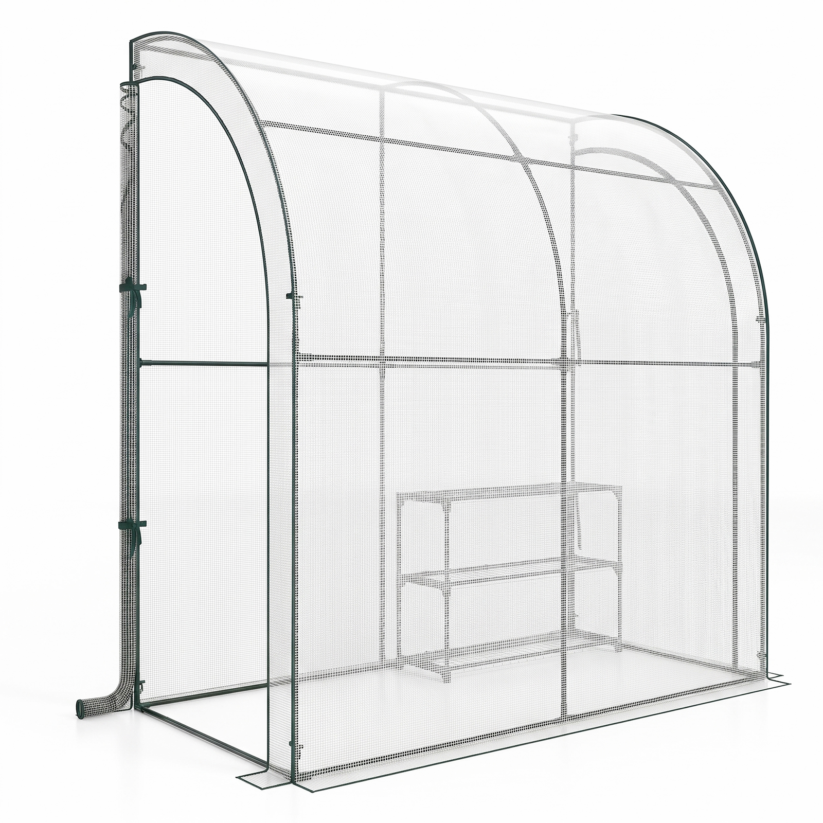 7 x 3.5 x 7-Foot Lean-to Greenhouse with Flower Rack - Greenhouse -WH