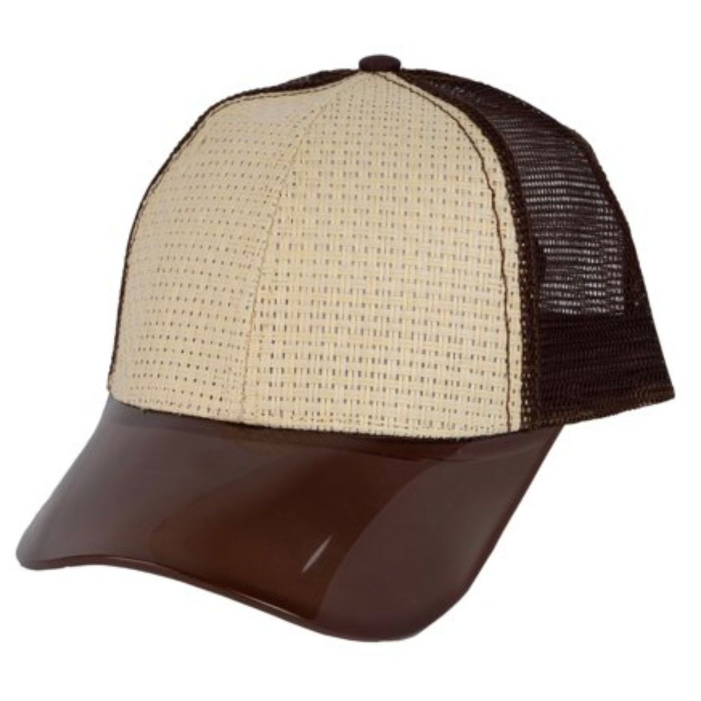 Men's Adjustable Trucker Hat with Color Bill - Trucker-Cap-BrownTan