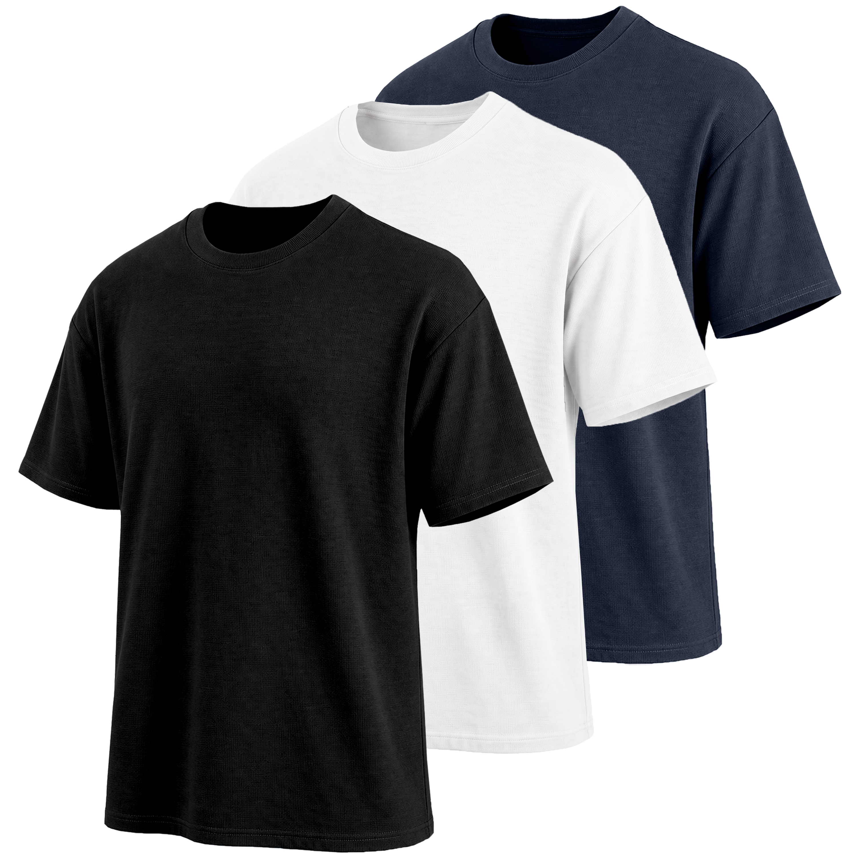 Men’s Heavyweight Oversized Drop Shoulder Tee (3-Pack) - M2MT-700-BK-WH-NV - S