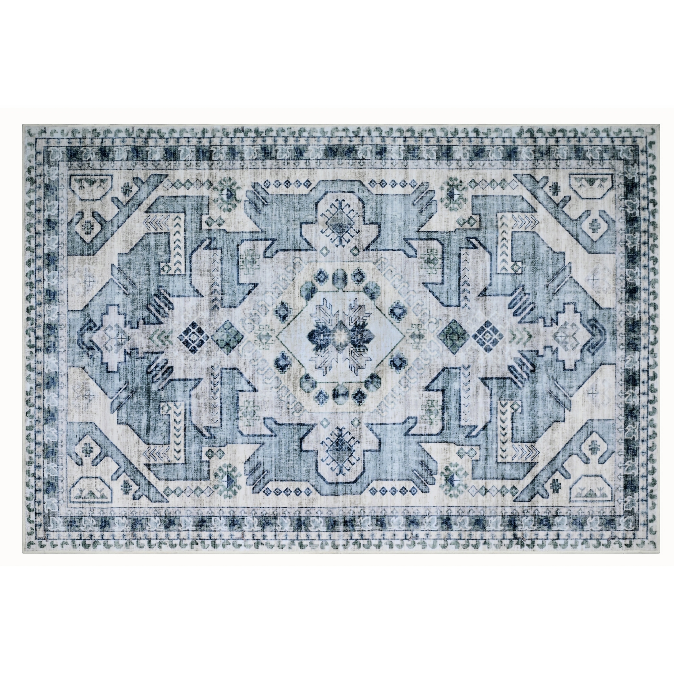 Kathy Ireland Soft Brushed Flannel Washable Rug - 20x32 / Vintage Azure