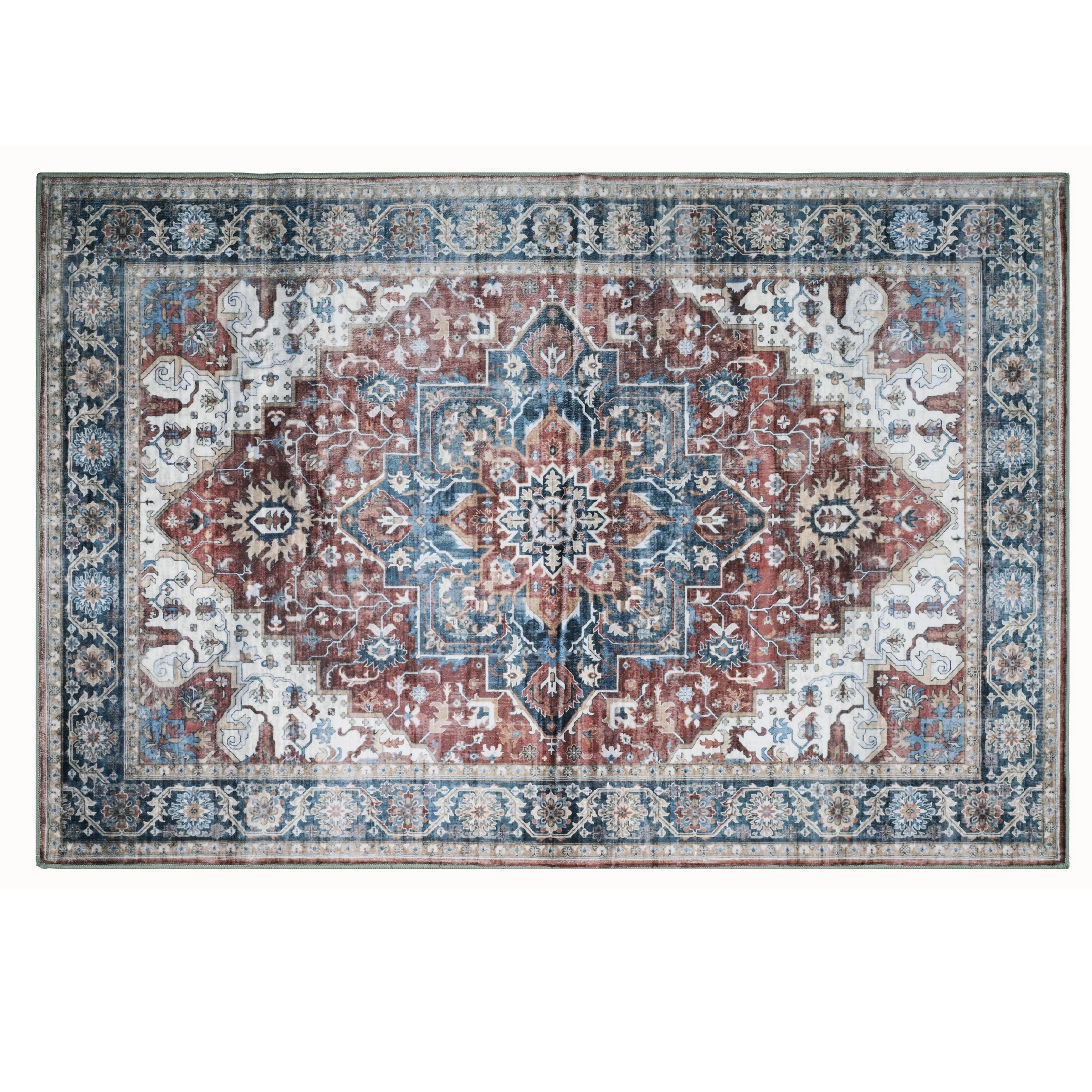 Kathy Ireland Soft Brushed Flannel Washable Rug - 20x32 & 27x45 - 2 Pc Set / Persian Medallion