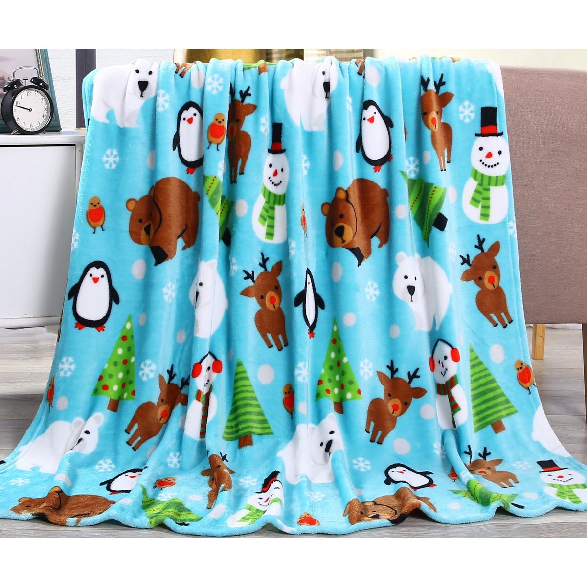 50 x 60-Inch Microplush Holiday Throw Blanket - Holiday Pals