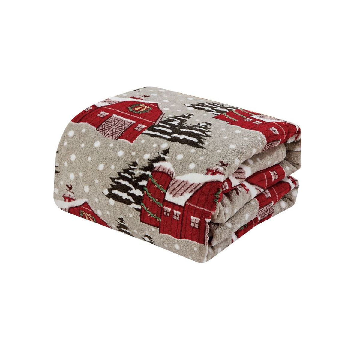 50 x 60-Inch Microplush Holiday Throw Blanket - Snowy Barn