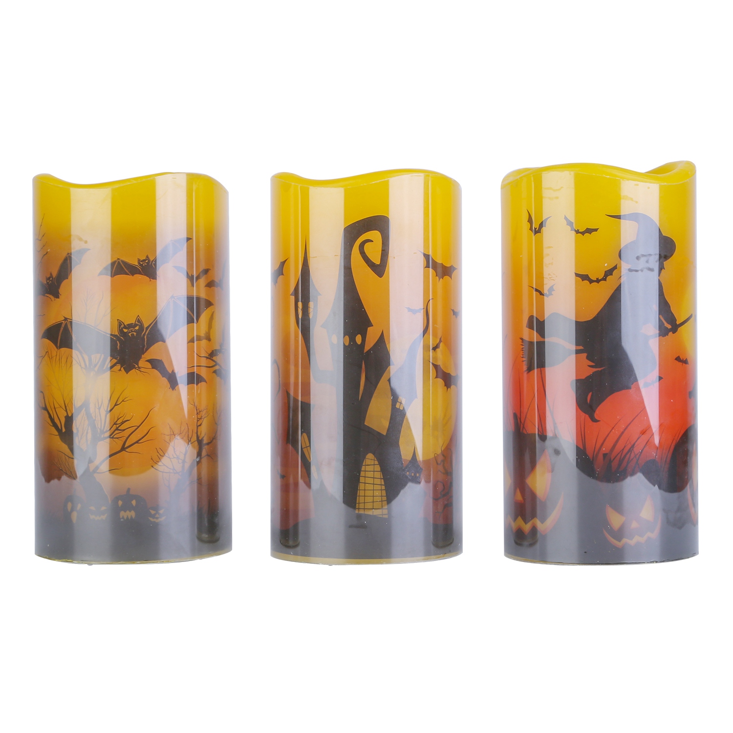 Halloween Flameless Candle (3-Pack)  - Witch Bat Castle