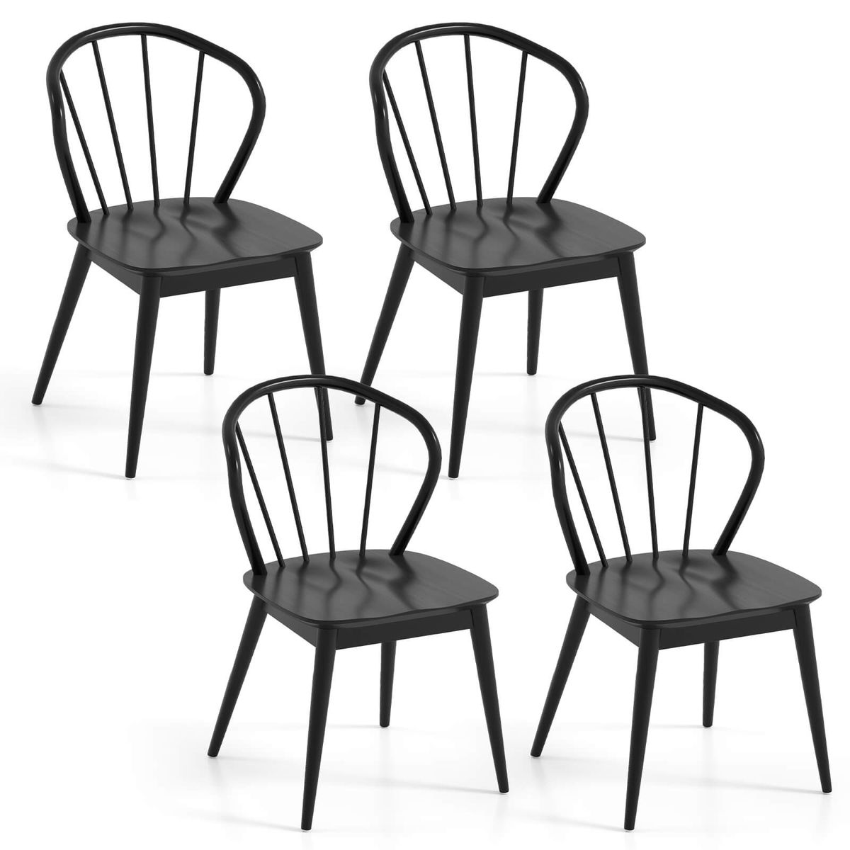 Wooden Dining Chair with High Spindle Backs (Set of 2 or 4) - 4-Piece