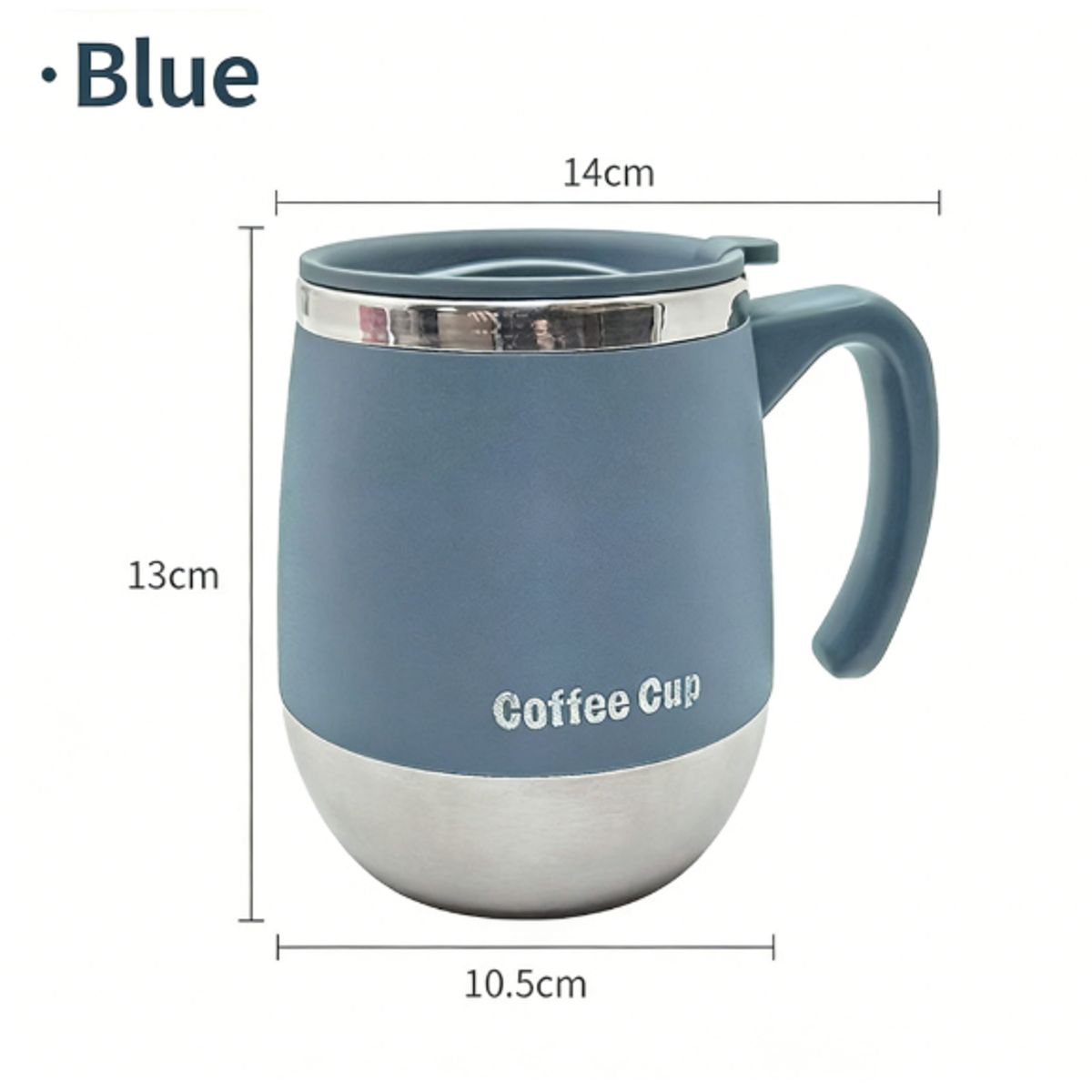 Double-Wall Insulated Coffee Cup with Handle (500ml) - Blue