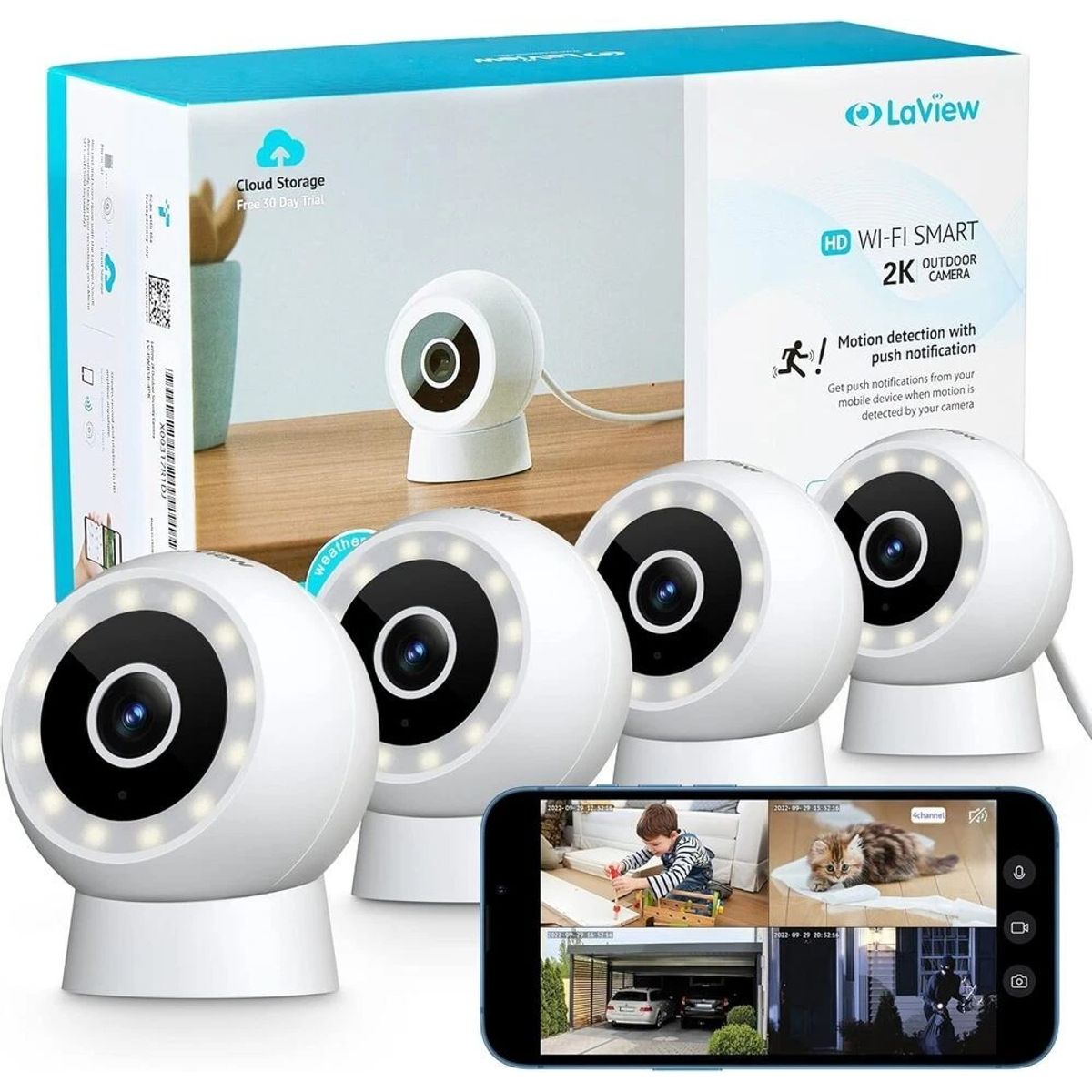 LaView B5 2K HD Smart Security Camera (1- or 4-Pack) - B5 - Secruity Camera - 1 pack