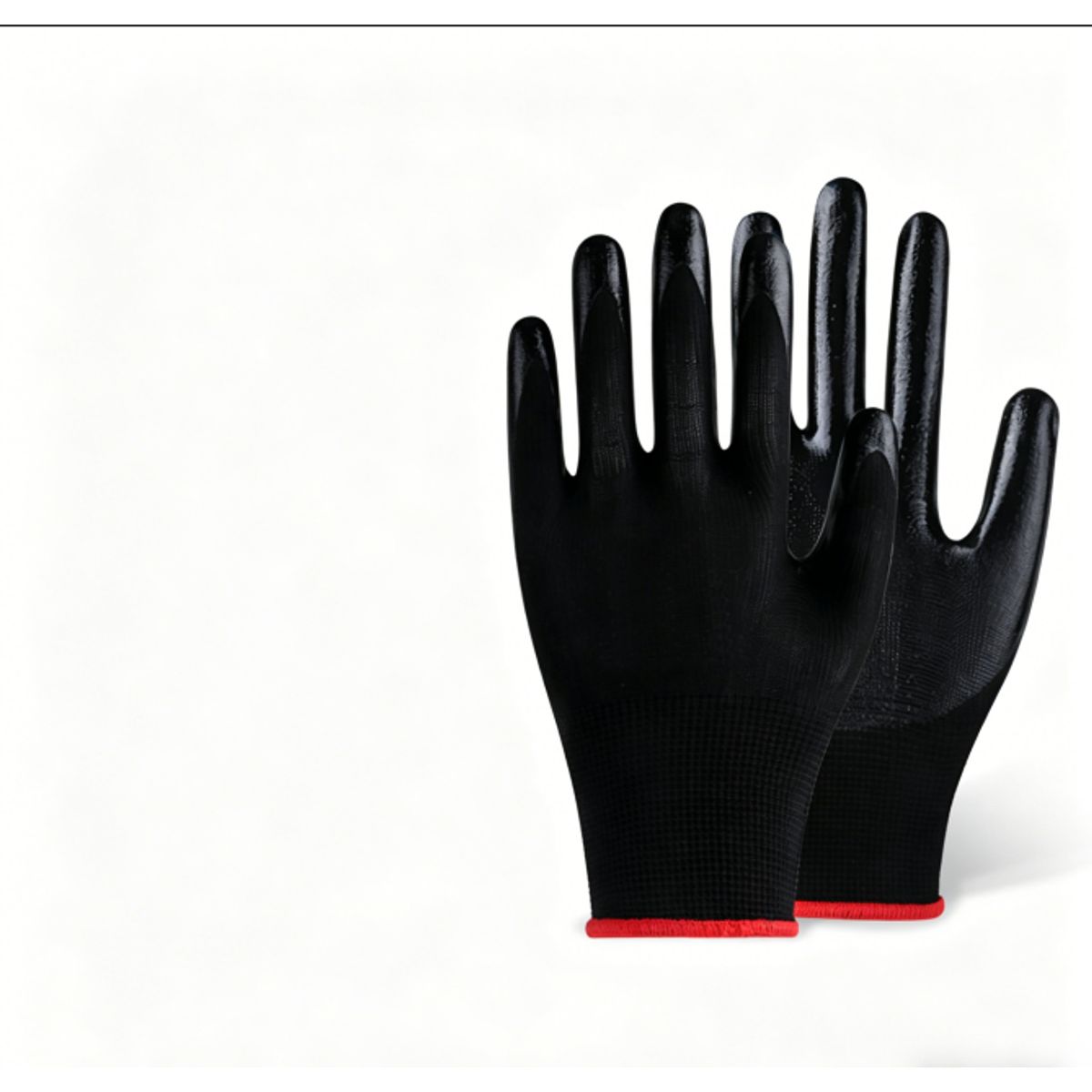 Nitrile Coated Work Gloves (Pack of 12) - Black-12 set