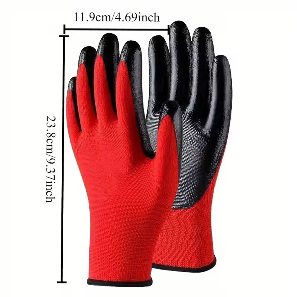 Nitrile Coated Work Gloves (Pack of 12) - Red-12 set