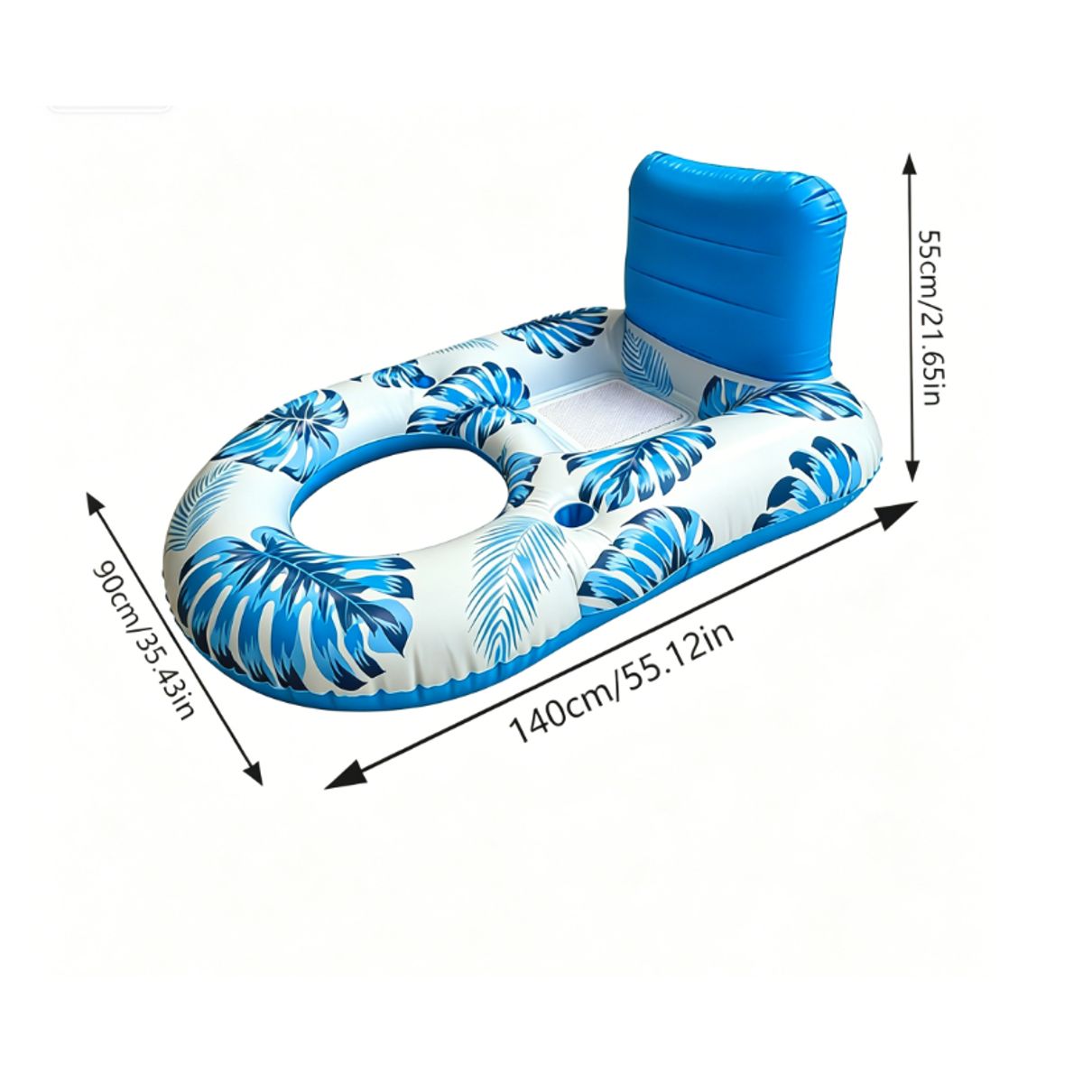 Tropical Print Pool Chair Float - Blue Leaf