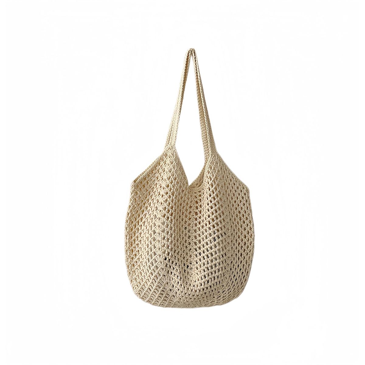 Boho Woven Shoulder Bag - Beige