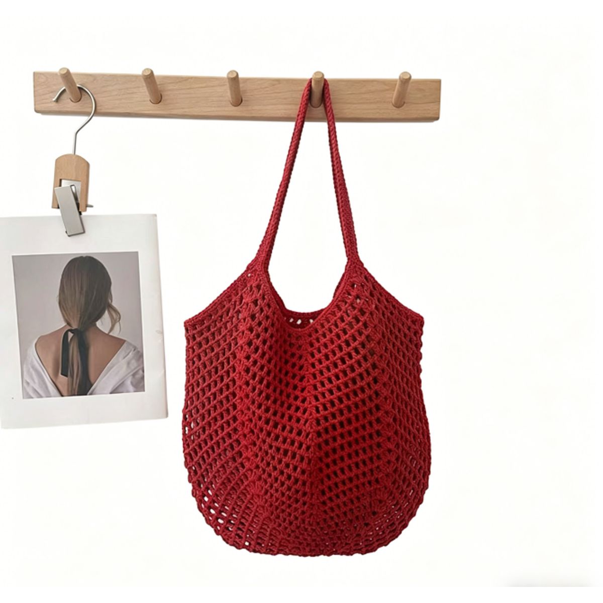 Boho Woven Shoulder Bag - Red