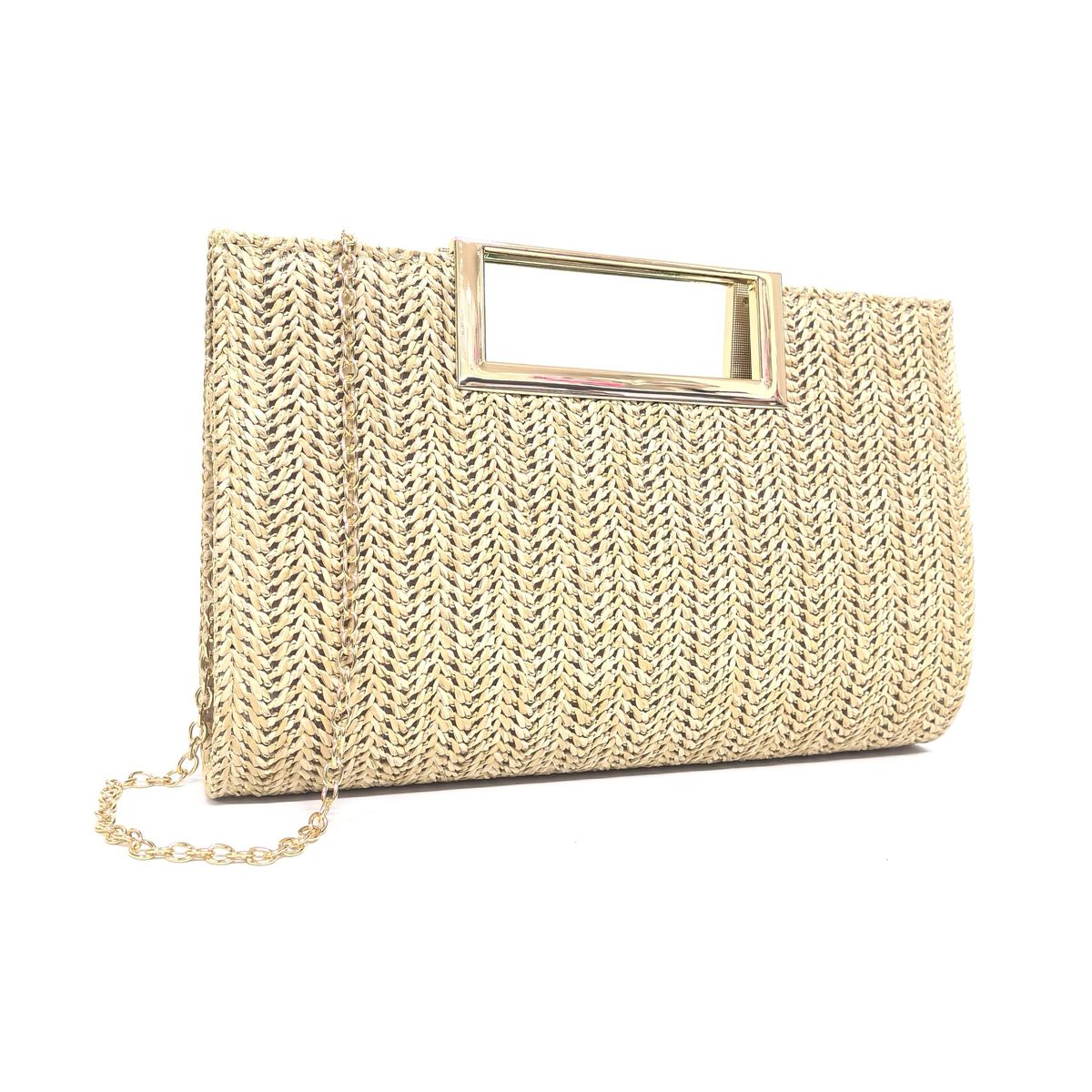 Summer Straw Evening Clutch - Beige
